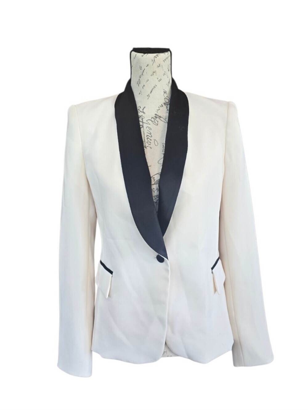 Victoria's Secret Ivory Satin Tuxedo Single Breasted Blazer Jacket 2